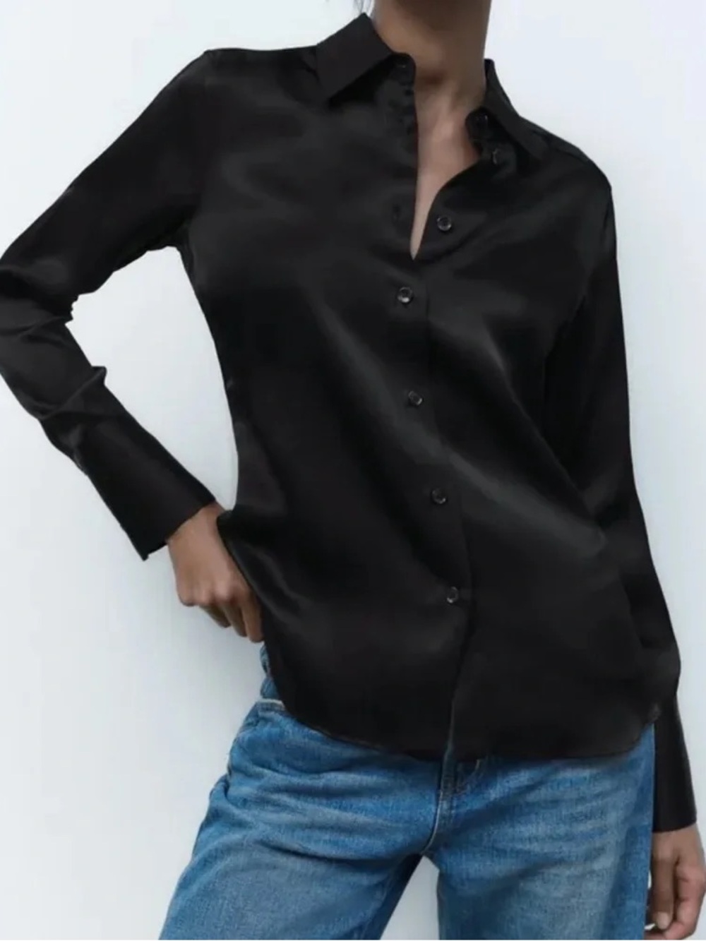Zara Silky Button Up Blouse